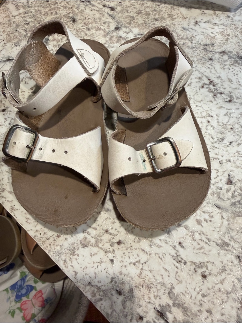 Classic Kids White Buckle Sandals with Adjustable Ankle Strap